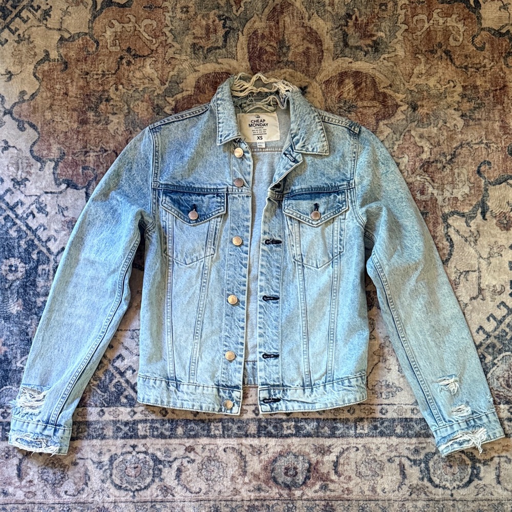 Cheap Monday Stockholm distressed Blue Denim Jacket